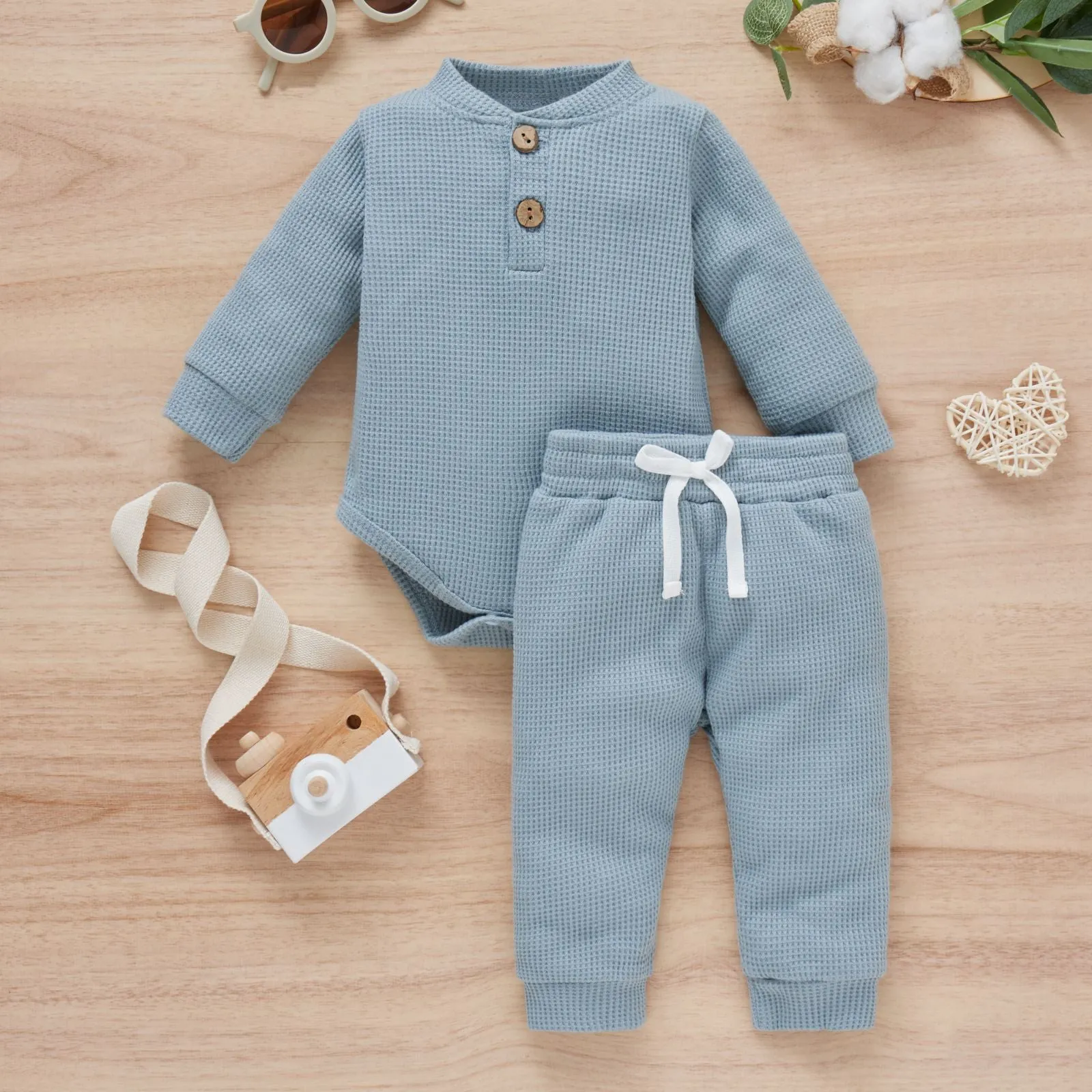 2 Pieces Set Baby Kid Girls Boys Solid Color Rompers And Pants Wholesale 23113008