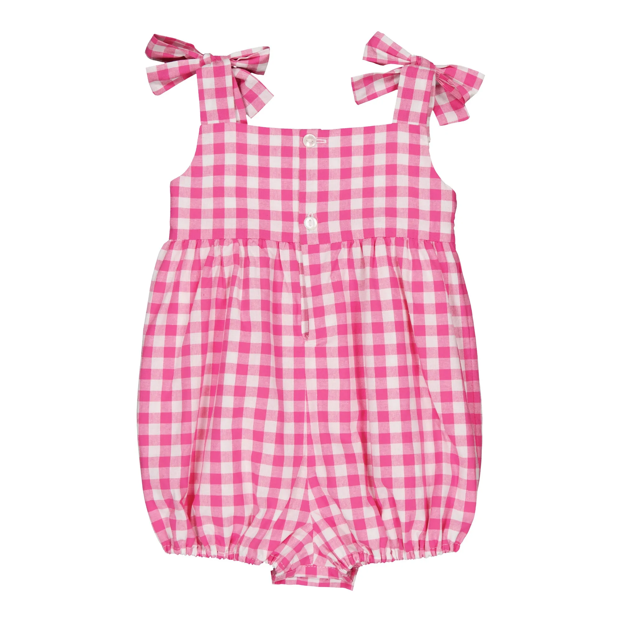 32143-FRANCINE GIRL ROMPER-LRG FUCHSIA GINGHAM