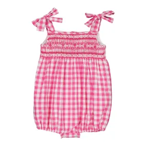 32143-FRANCINE GIRL ROMPER-LRG FUCHSIA GINGHAM