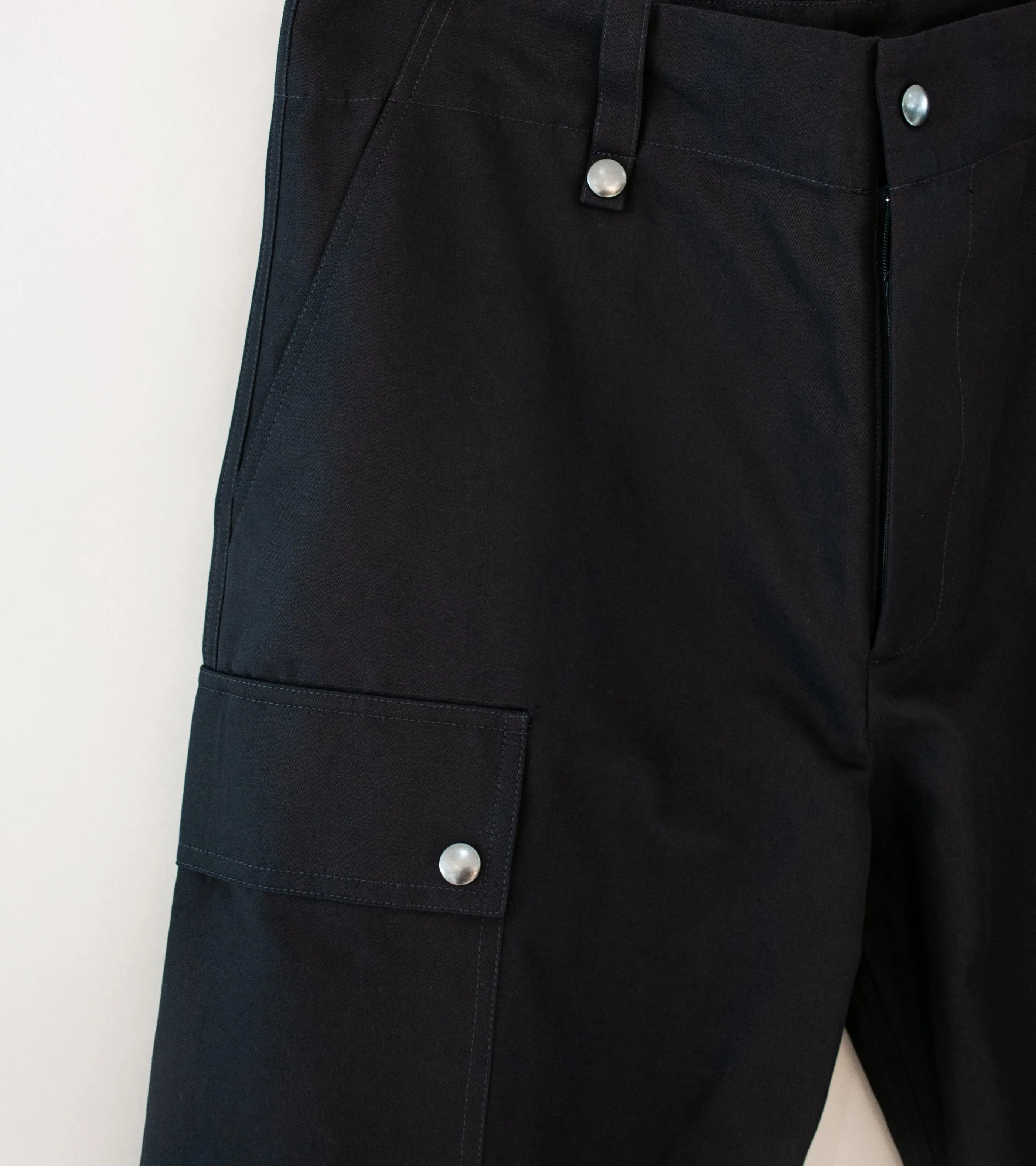 Arpenteur 'Deck Trousers' (Midnight Cotton Linen Gaberdine)