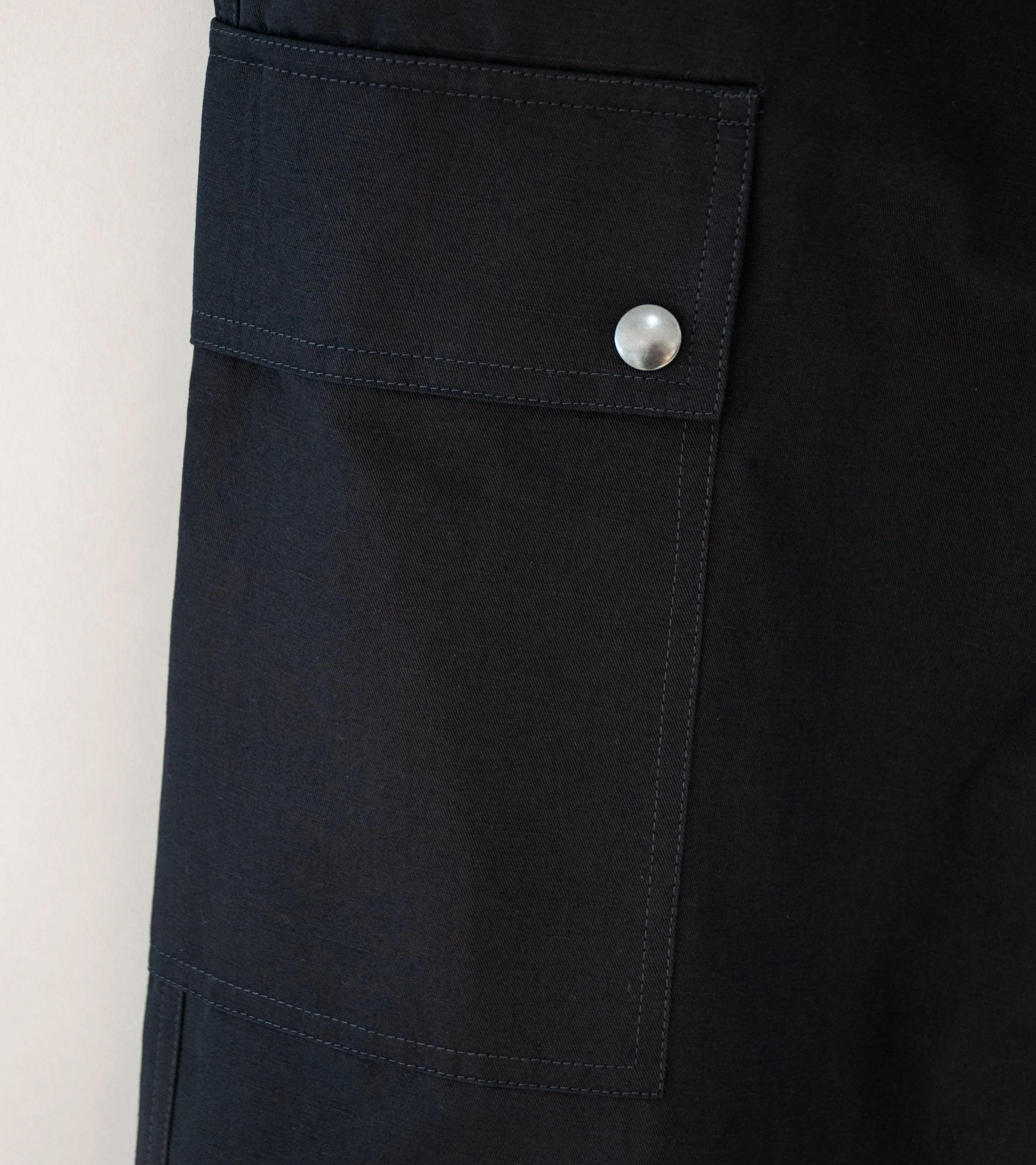 Arpenteur 'Deck Trousers' (Midnight Cotton Linen Gaberdine)