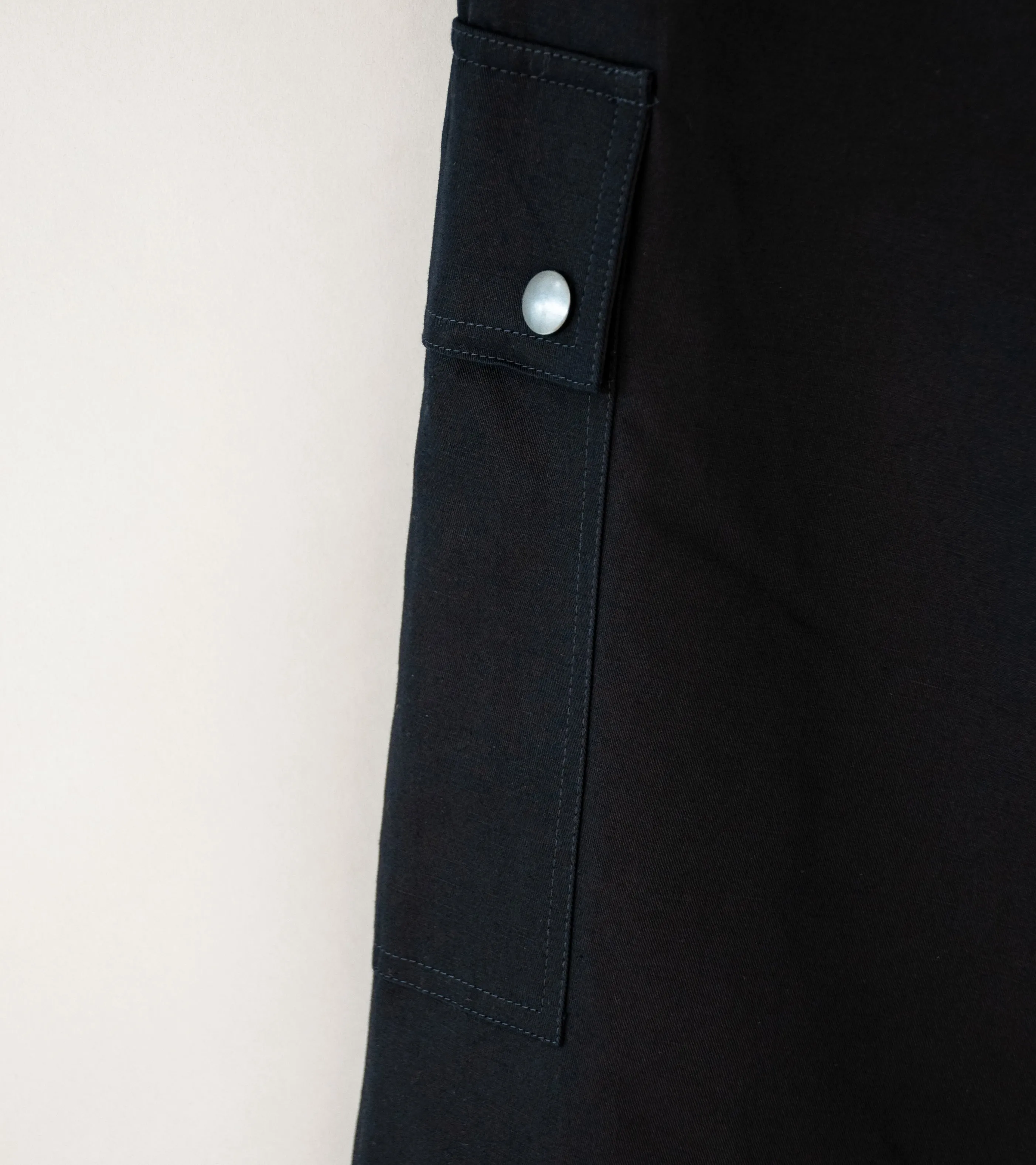 Arpenteur 'Deck Trousers' (Midnight Cotton Linen Gaberdine)