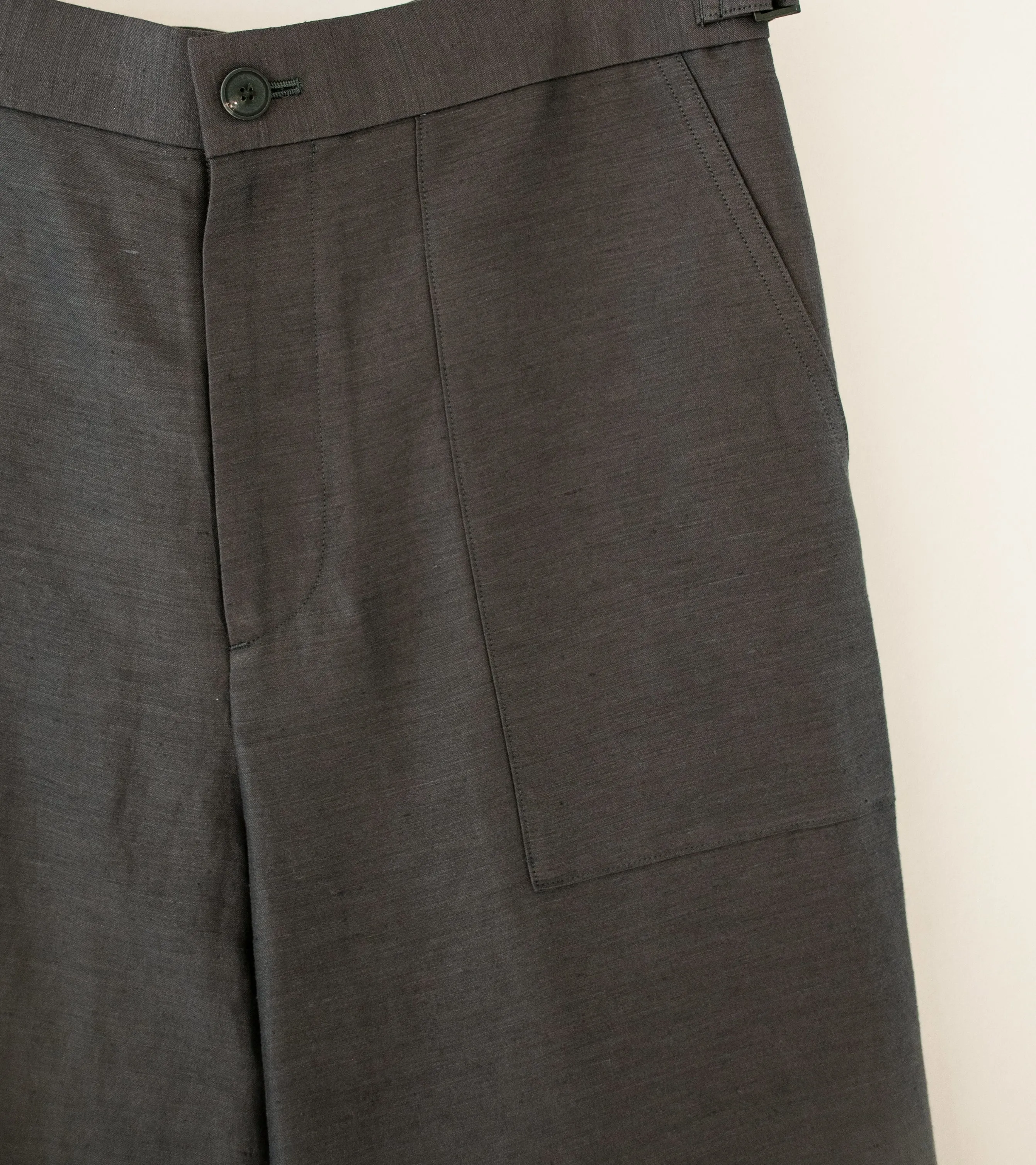 Aton 'Baker Pants' (Charcoal Gray Cotton Hemp Satin)