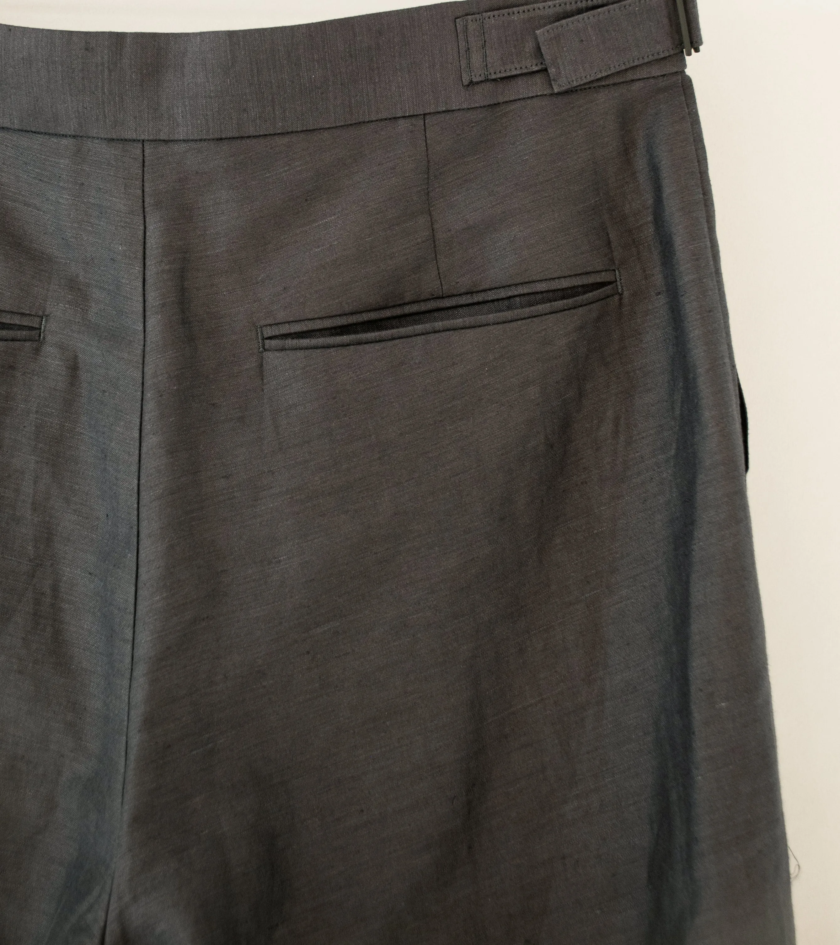 Aton 'Baker Pants' (Charcoal Gray Cotton Hemp Satin)