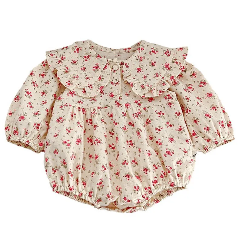 Baby Kid Girls Flower Print Rompers Wholesale 240111161