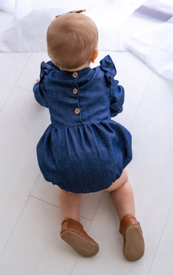 Denim Flutter Sleeve Romper