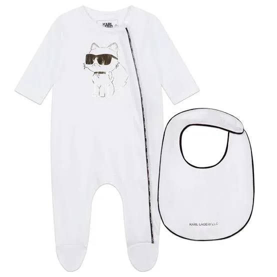 Karl Lagerfeld Babygrower Set With Bib White