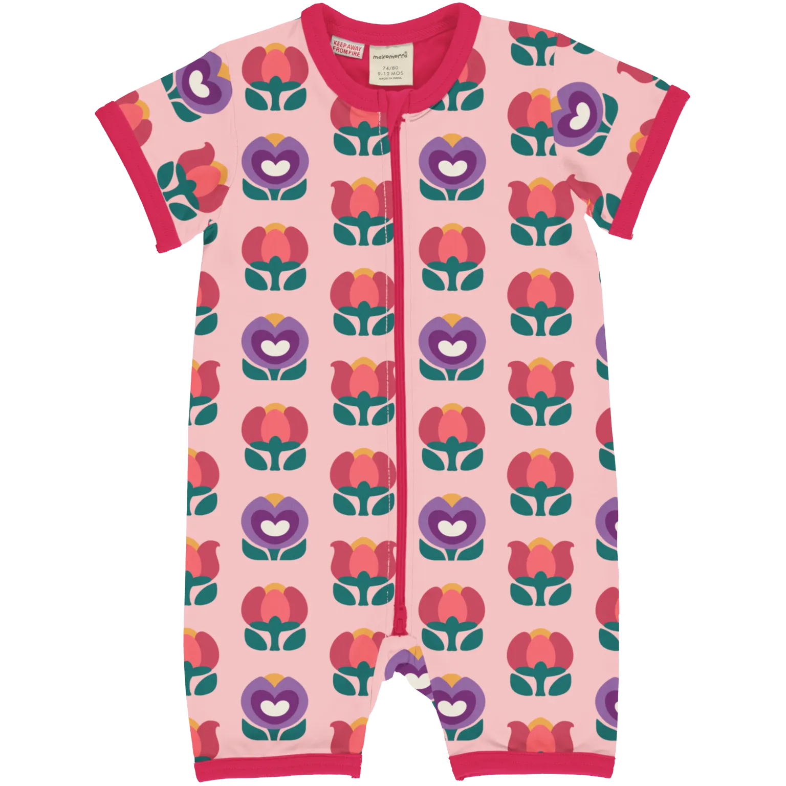 Maxomorra Picnic Tulip Short Zip Romper