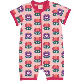 Maxomorra Picnic Tulip Short Zip Romper