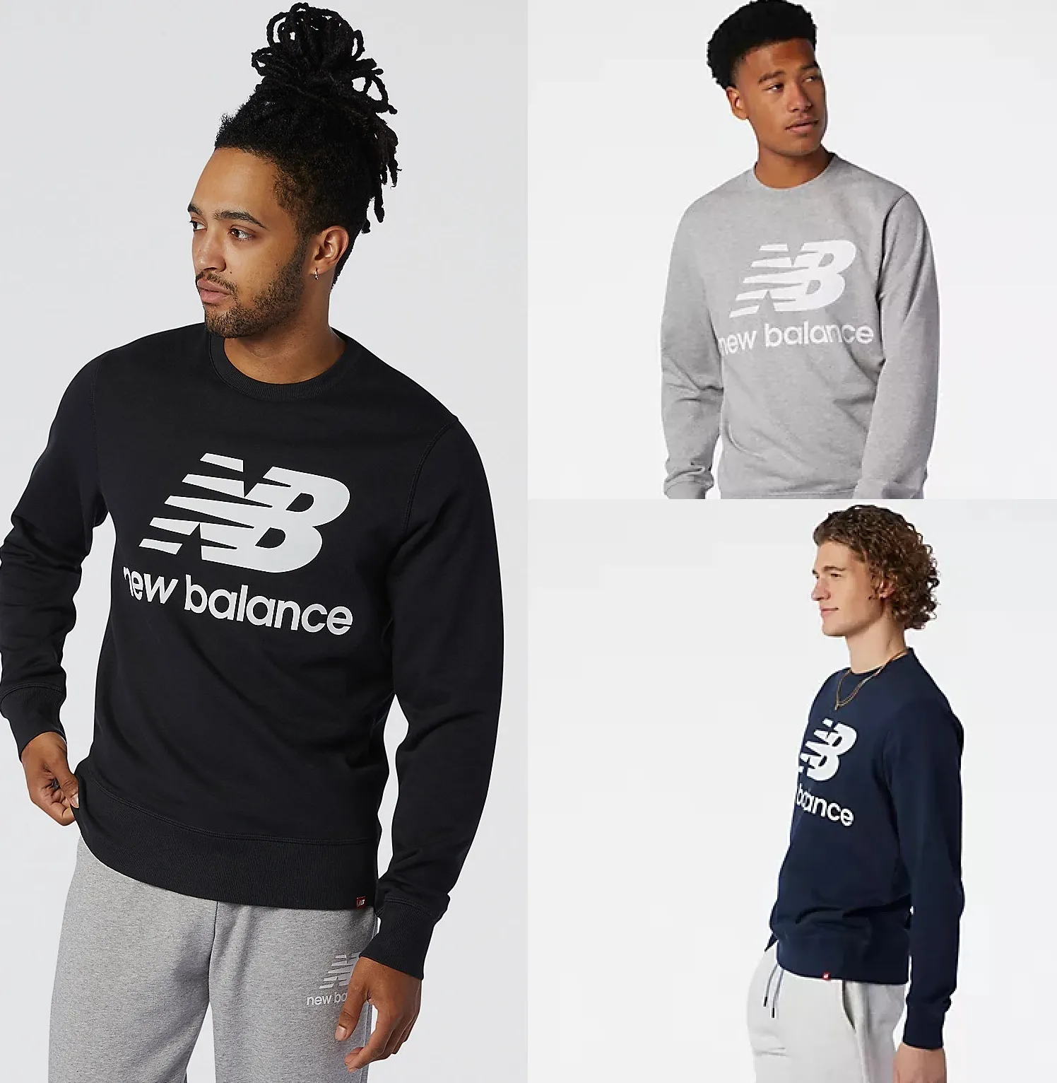 New Balance  |Unisex Blended Fabrics Street Style Logo Sweatshirts