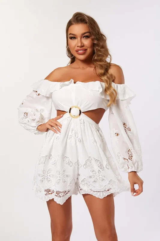 Off the Shoulder Cut Out Romper