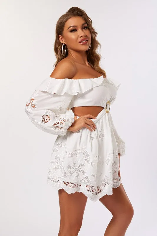 Off the Shoulder Cut Out Romper