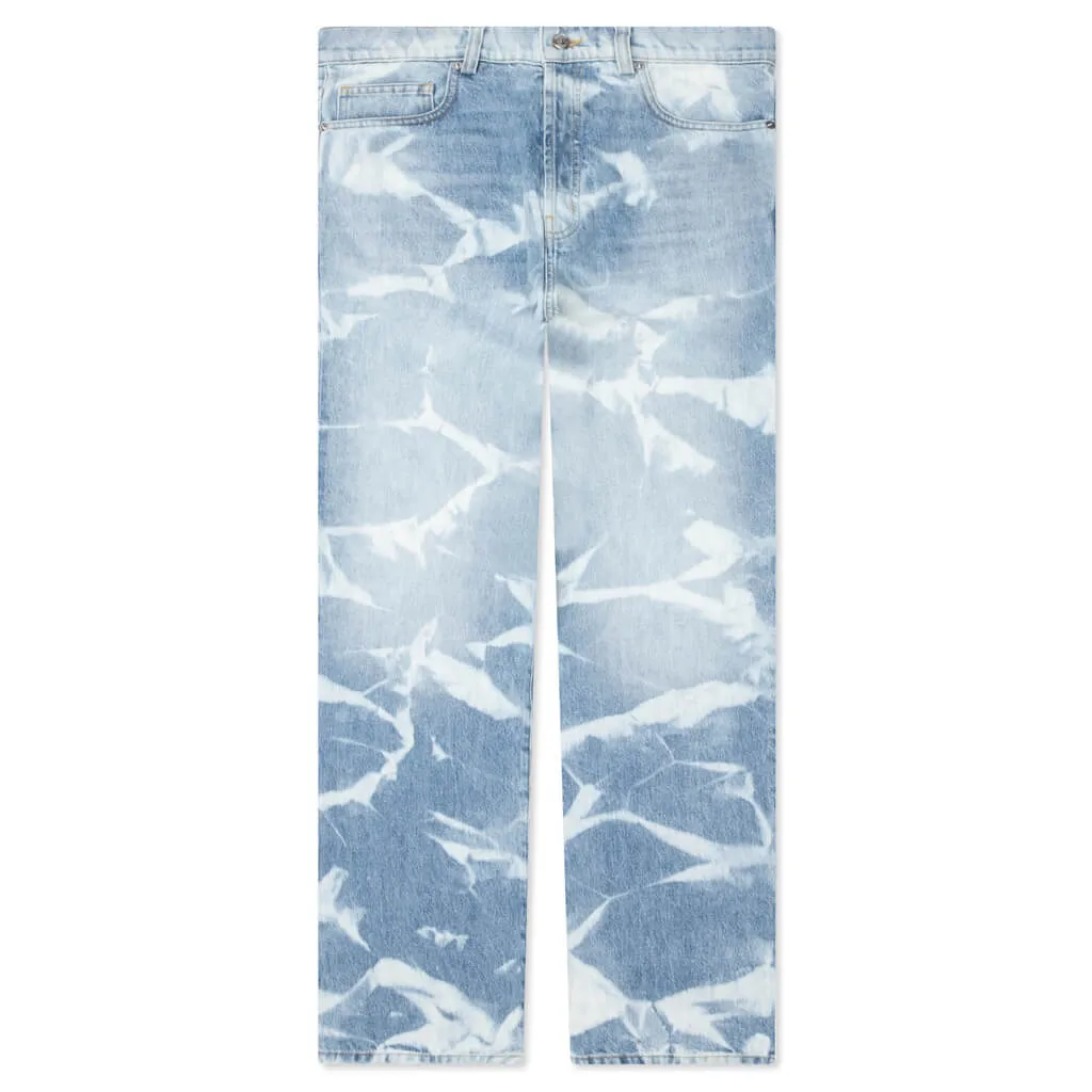 Patterned Bleach Baggy Jeans - Light Wash