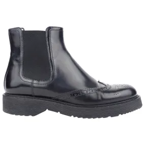 Prada Black Shiny Leather Brogue Detail Chelsea Boots - 38.5 EU