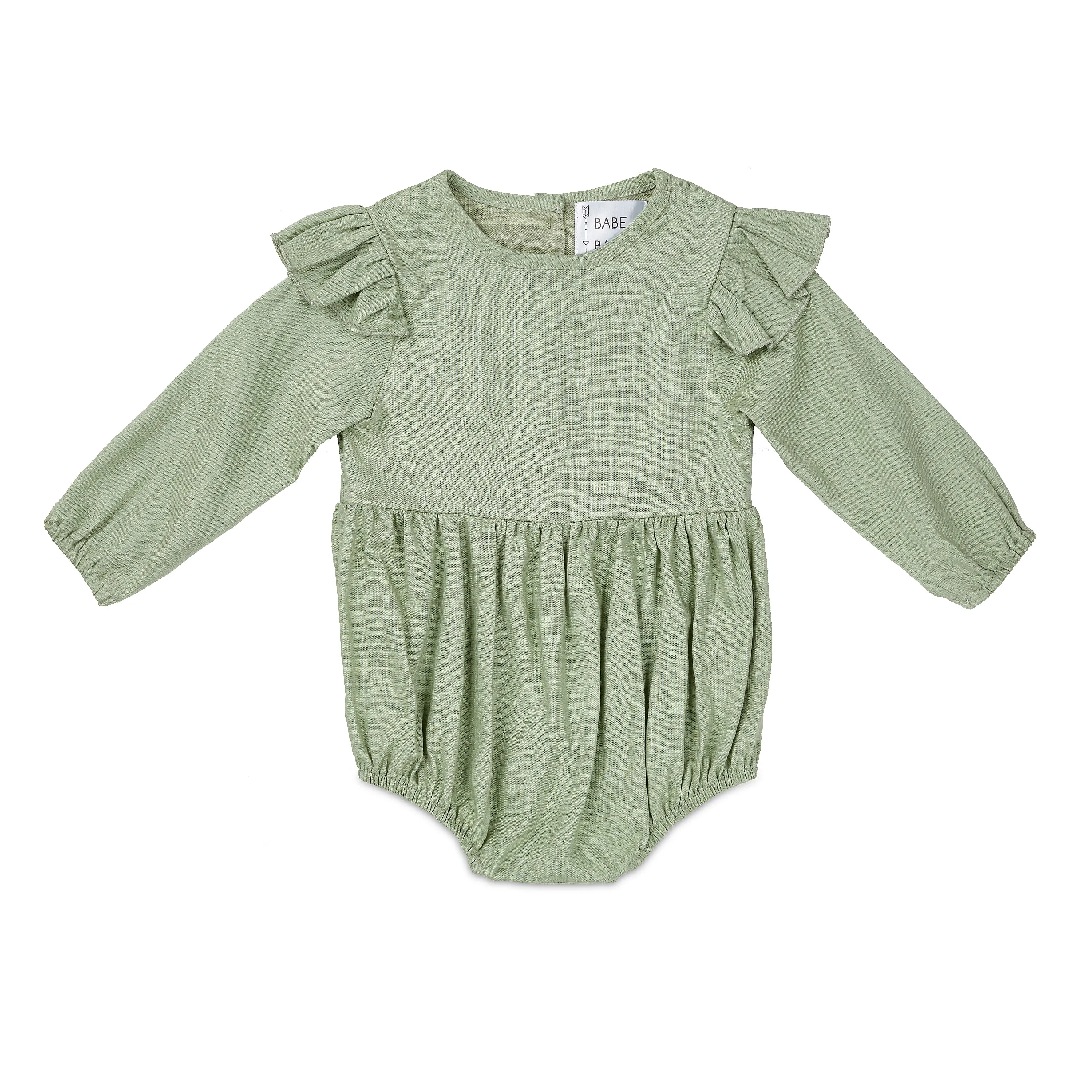 Sage Linen Flutter Sleeve Romper