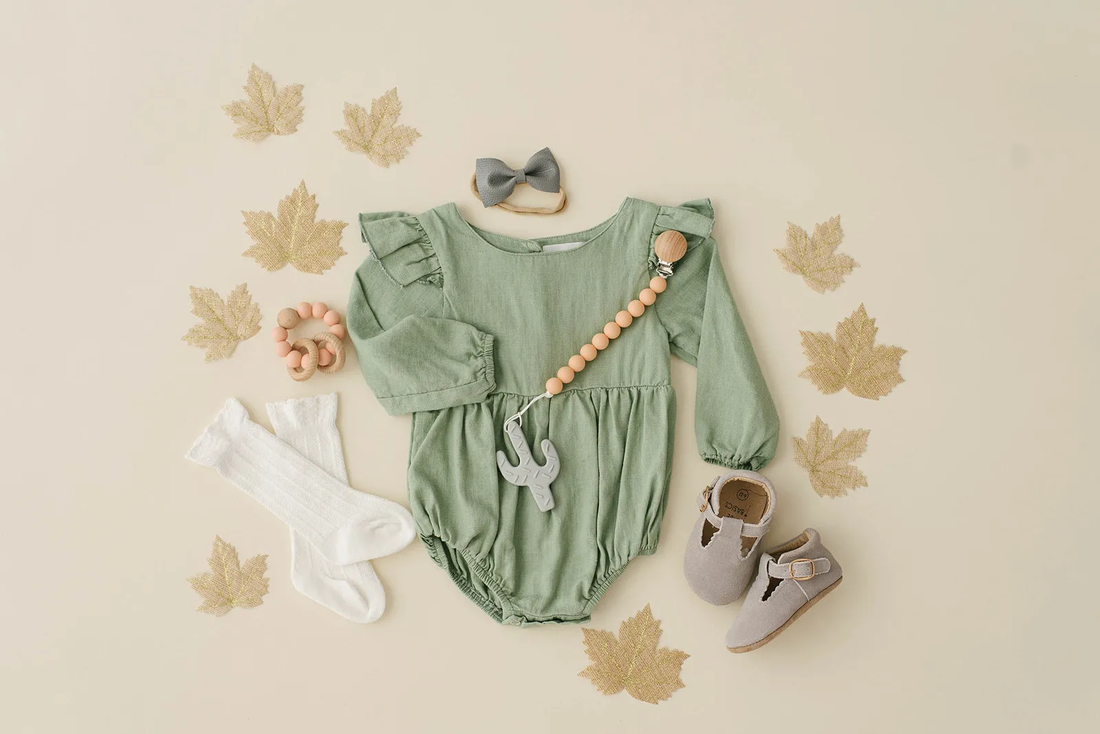 Sage Linen Flutter Sleeve Romper