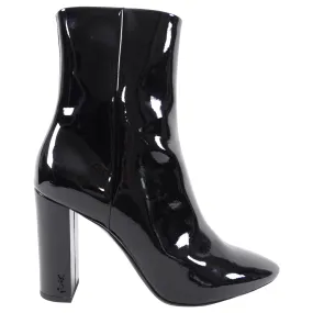 Saint Laurent Black Patent Leather Lou Ankle Boots - 37.5 / 7